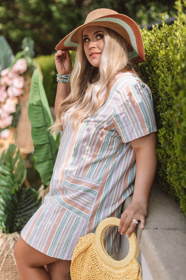 Pier Party Stripe Shift Dress in Seafoam Curves Image - 2