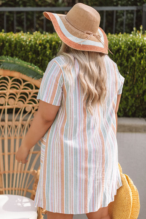 Pier Party Stripe Shift Dress in Seafoam Curves Image - 5