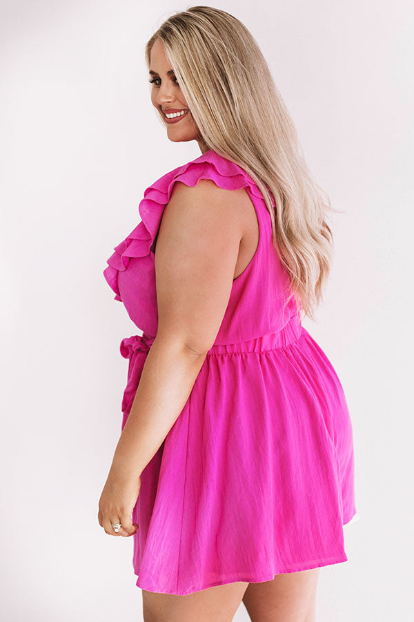 Bubbles In Brooklyn Ruffle Romper in Hot Pink Curves Image - 5