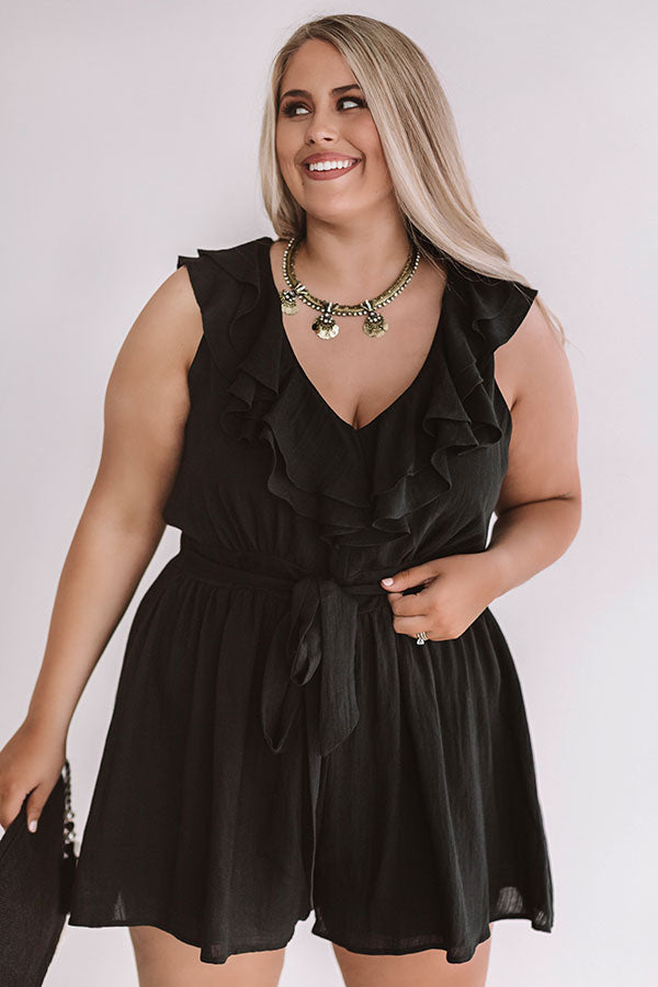 Bubbles In Brooklyn Ruffle Romper in Black Curves Image - 2