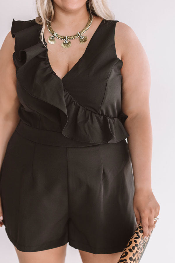 Off Broadway Ruffle Romper In Black Curves Image - 5