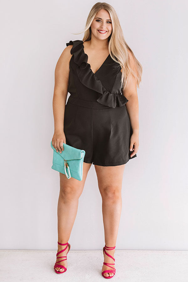 Off Broadway Ruffle Romper In Black Curves Image - 1