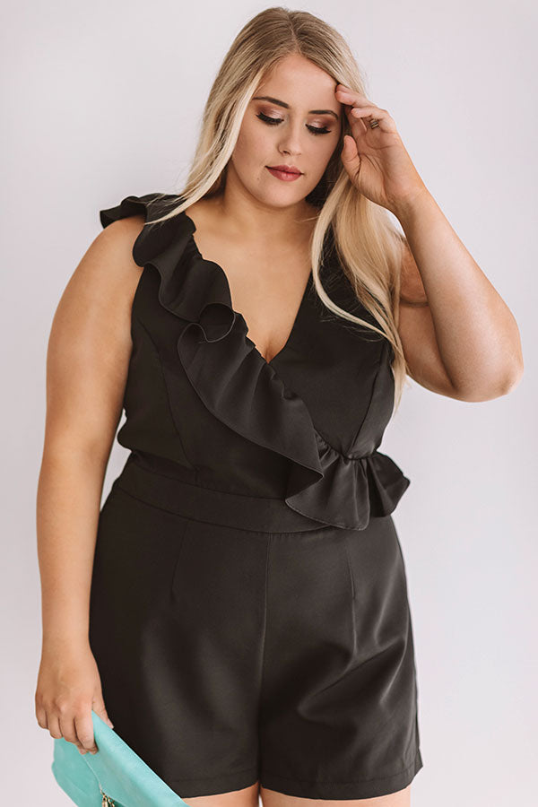 Off Broadway Ruffle Romper In Black Curves Image - 2