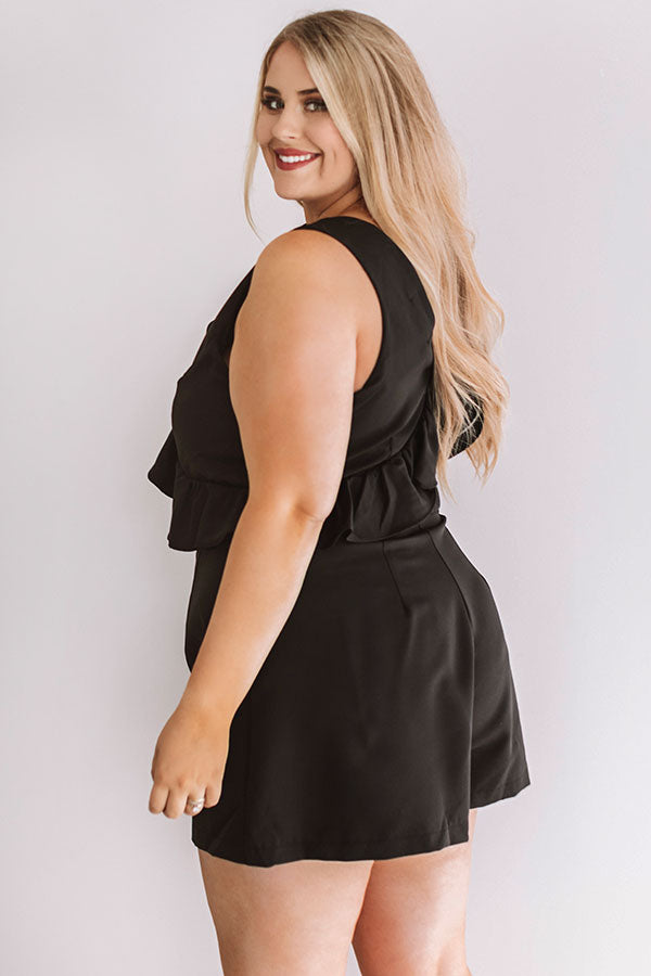 Off Broadway Ruffle Romper In Black Curves Image - 4