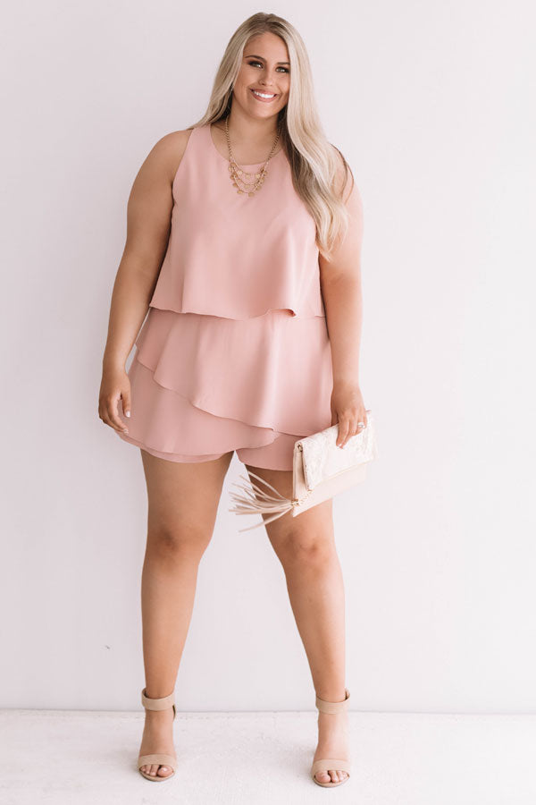 First Class At Fashion Week Tiered Romper In Blush  Curves Image - 1