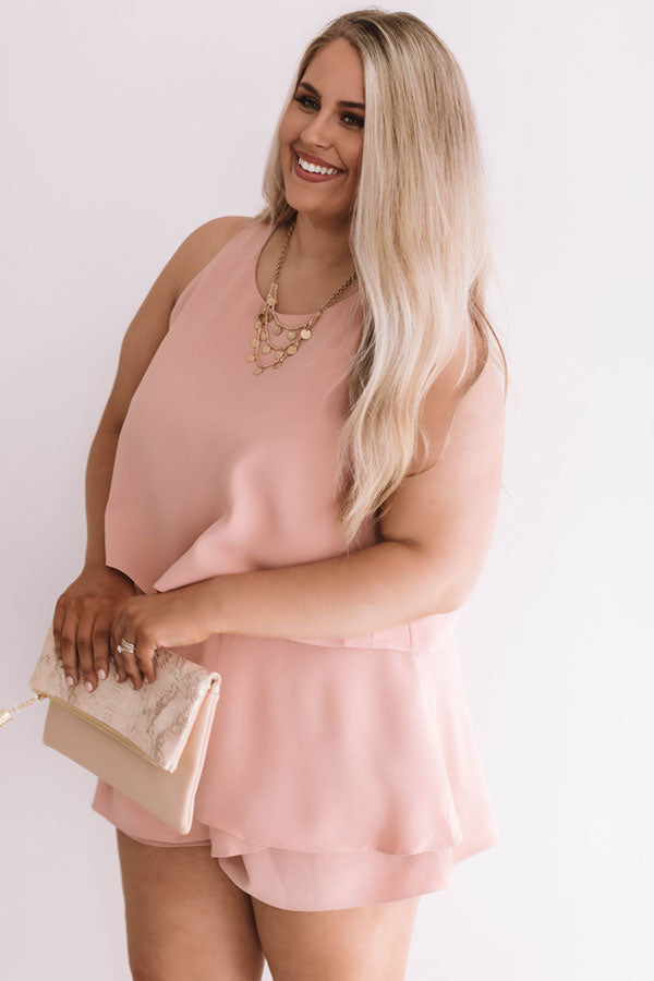 First Class At Fashion Week Tiered Romper In Blush  Curves Image - 2