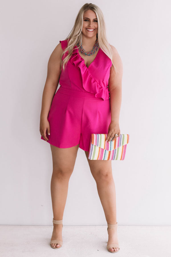 Off Broadway Ruffle Romper In Hot Pink  Curves Image - 1