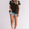Bubbly Brunch Embroidered Top In Black Image - 1