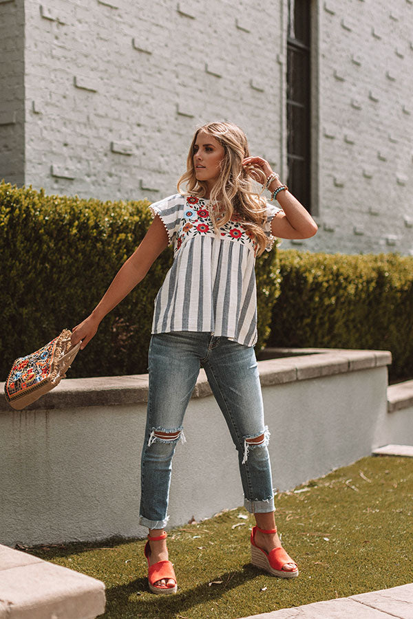 Cabo On My Mind Embroidered Top Image - 2