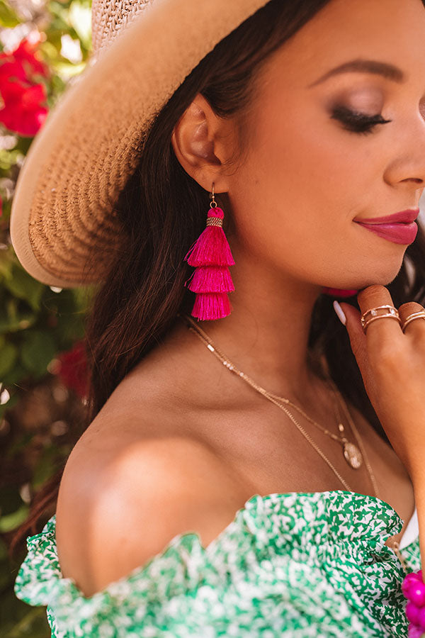 Color Me Lovely Tassel Earrings In Hot Pink Image - 3