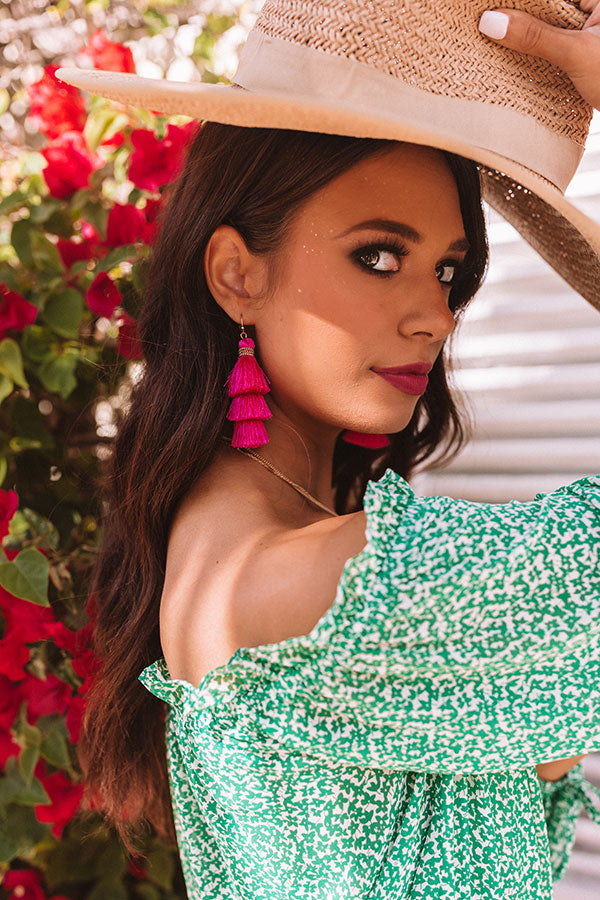 Color Me Lovely Tassel Earrings In Hot Pink Image - 1