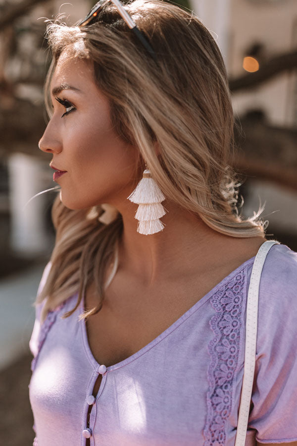 Color Me Lovely Tassel Earrings In Ivory Image - 2