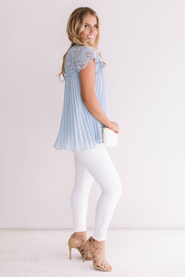 Malibu Memories Crochet Top In Sky Blue Image - 4