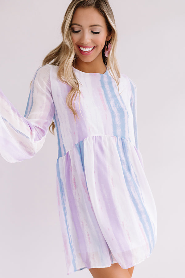 Sunrise Views Watercolor Shift Dress in Lavender Image - 4