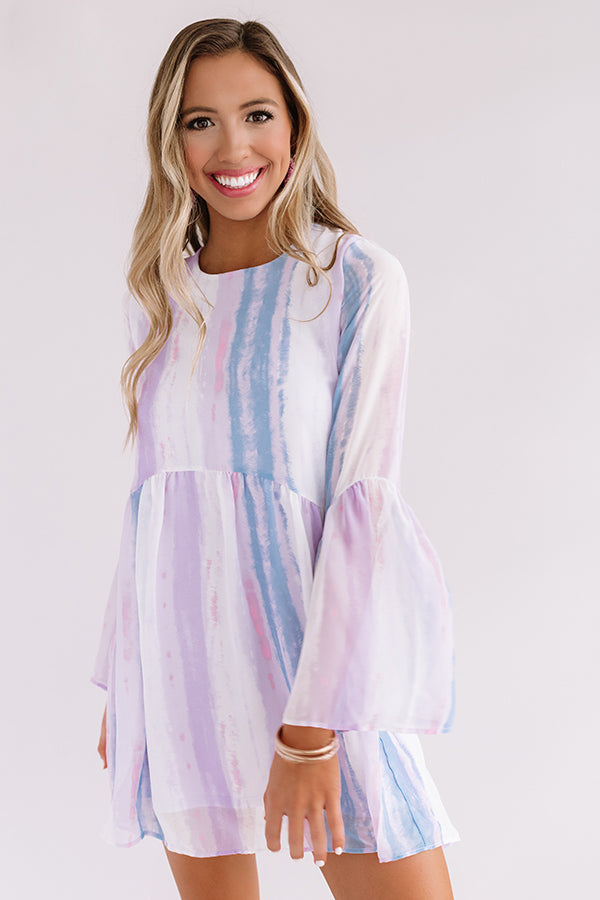 Sunrise Views Watercolor Shift Dress in Lavender Image - 3