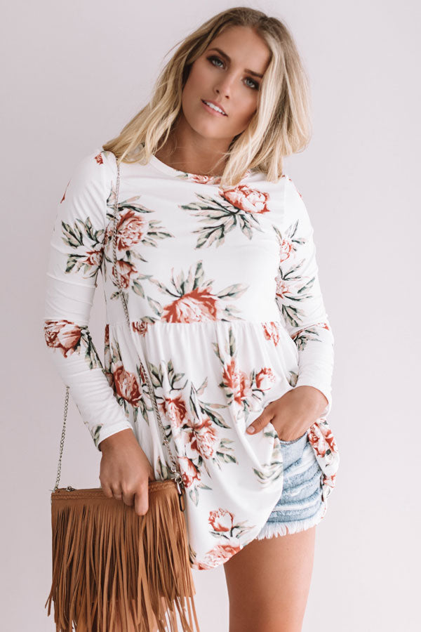 Whimsical Wildflowers Shift Top In White Image - 3