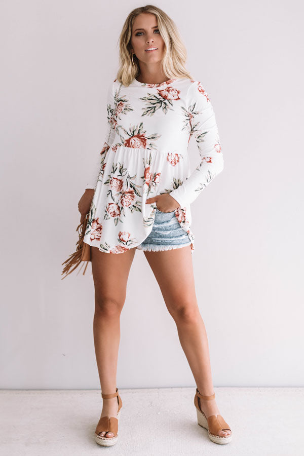 Whimsical Wildflowers Shift Top In White Image - 2