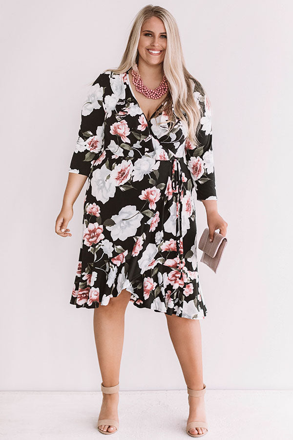 Grand Debut Faux Wrap Floral Dress Curves Image - 1