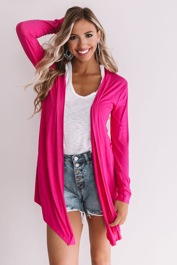 Layover In London Cardigan in Hot Pink Image - 2