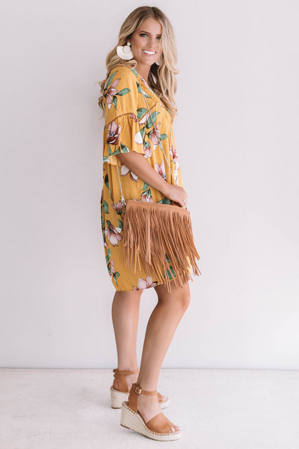 Brunching In Bali Shift Dress In Mustard Image - 3