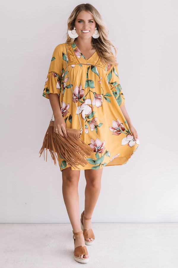 Brunching In Bali Shift Dress In Mustard Image - 1