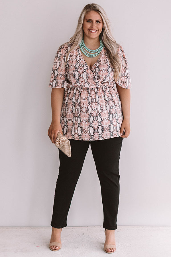 Backstage At Fashion Week Snake Print Top In Pink Curves Image - 1