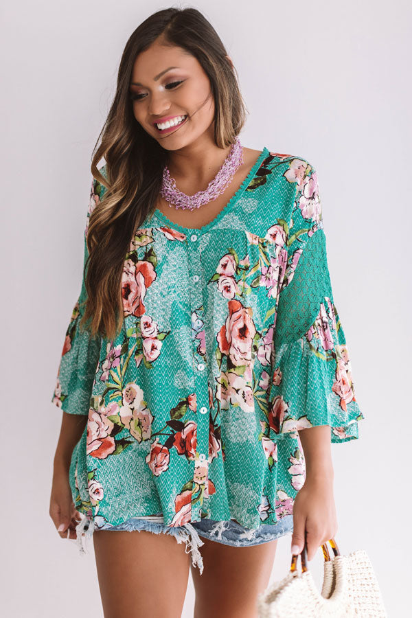 Zen Garden Shift Top In Emerald Image - 2