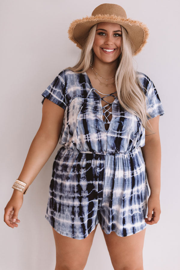 Beach Comber Tie Dye Romper In Blue  Curves Image - 3