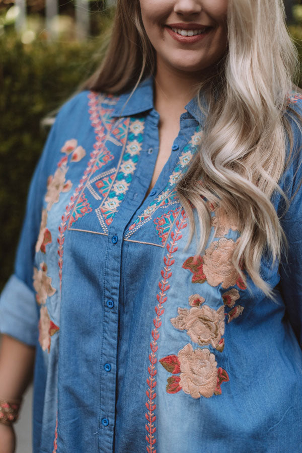 Off The Map Embroidered Top Curves Image - 2