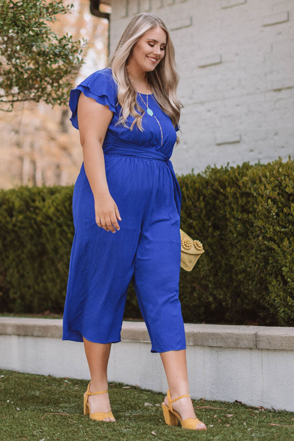 Bright On Point Jumpsuit In Royal Blue Curves Image - 1
