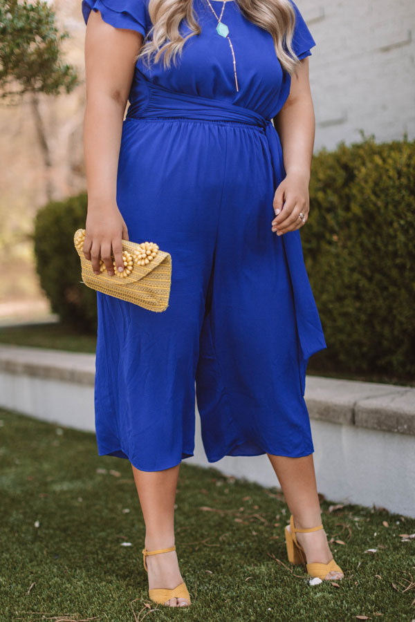 Bright On Point Jumpsuit In Royal Blue Curves Image - 3