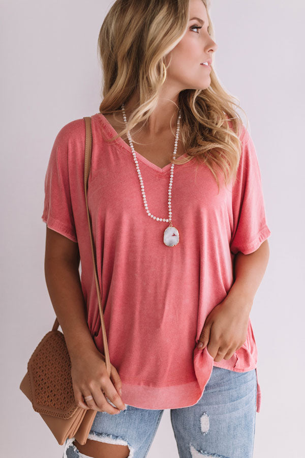 Movie Night Shift Tee in Coral Image - 1