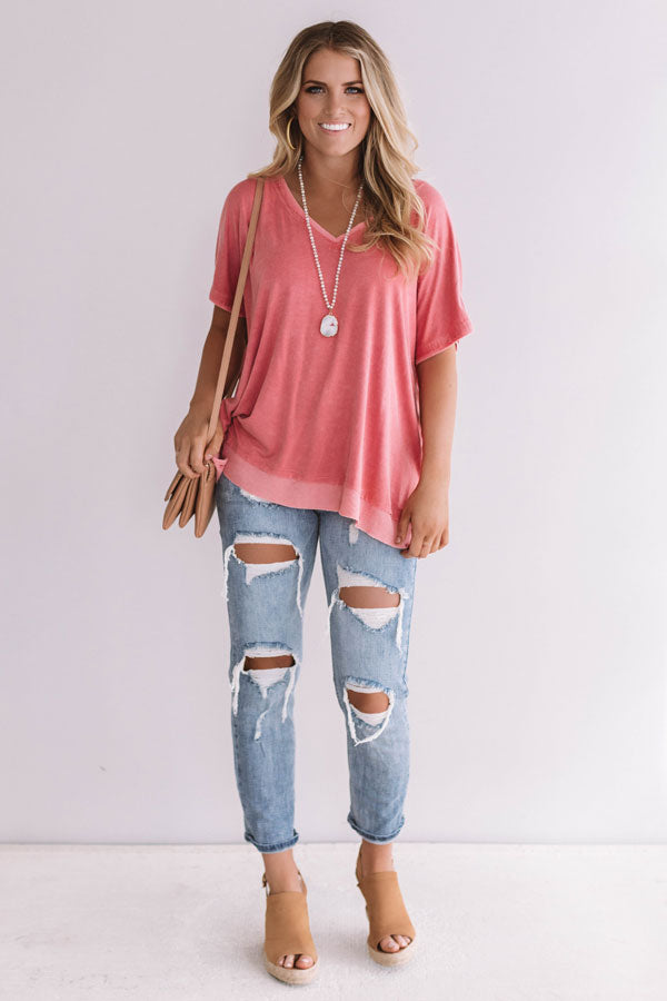 Movie Night Shift Tee in Coral Image - 2