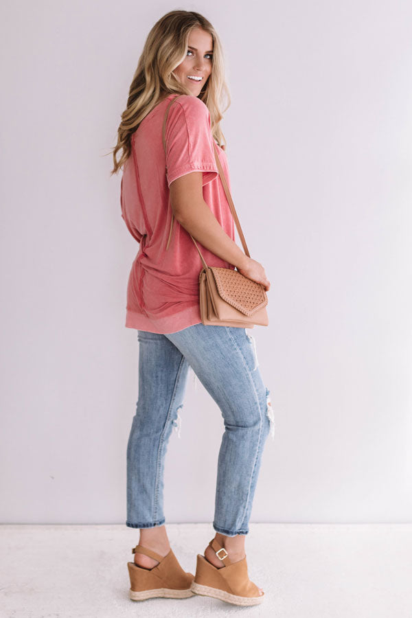 Movie Night Shift Tee in Coral Image - 4