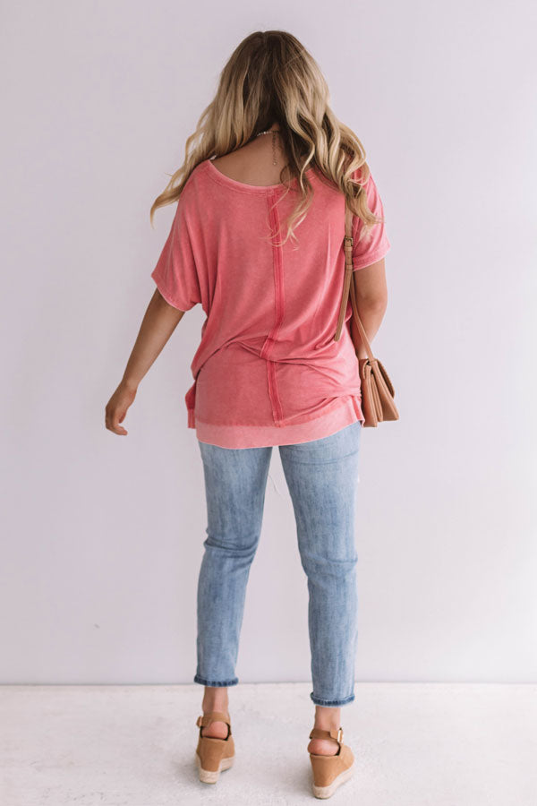 Movie Night Shift Tee in Coral Image - 5