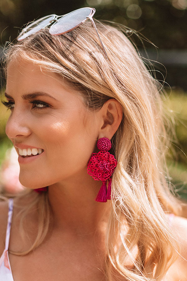Luxe Luau Earrings In Sangria Image - 1
