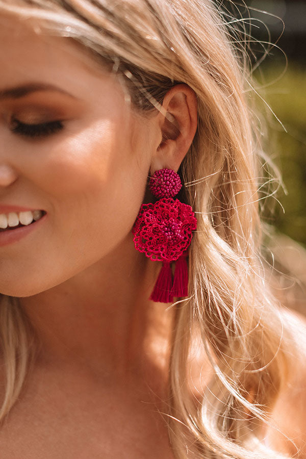 Luxe Luau Earrings In Sangria Image - 2