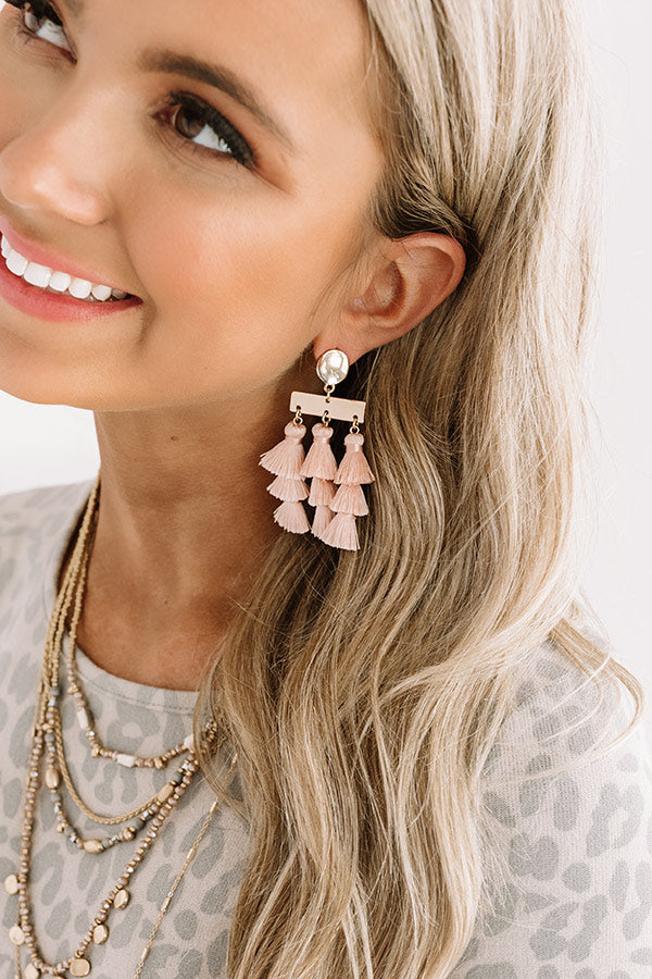 Wine And Dine Tassel Earrings In Blush Image - 1