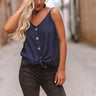 Brunching On Melrose Button Tank In Navy Image - 1