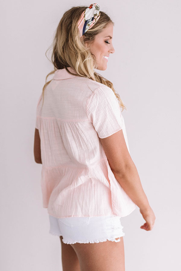 Play The Part Button Up Top In Baby Pink Image - 4