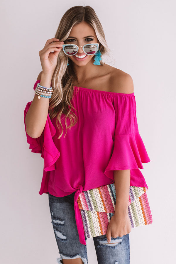 Poolside Sippin' Off Shoulder Top Image - 2