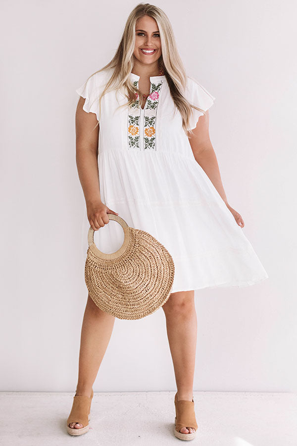 Grecian Gorgeous Embroidered Babydoll Dress In White Curves Image - 1