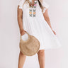 Grecian Gorgeous Embroidered Babydoll Dress In White Curves Image - 1