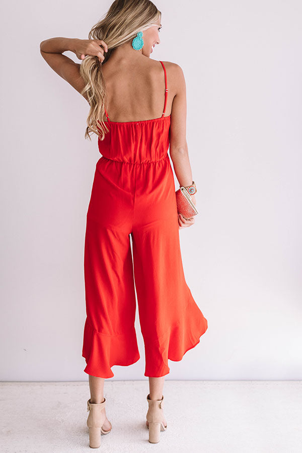 Listen To Your Heart Ruffle Jumpsuit in Red Image - 1