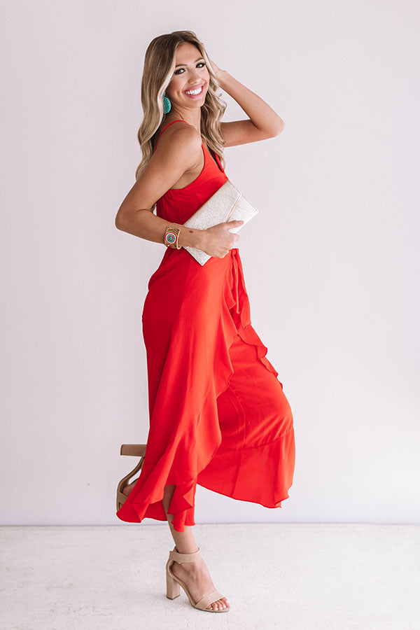 Listen To Your Heart Ruffle Jumpsuit in Red Image - 1