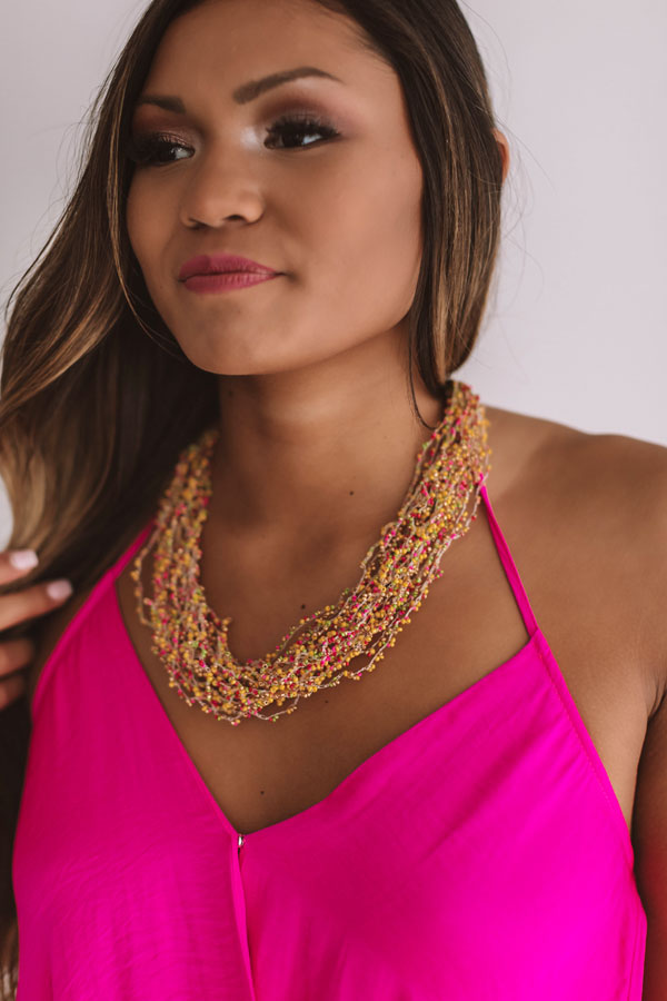 Sand And Sun Beaded Necklace in Pink Image - 4