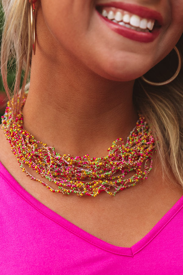 Sand And Sun Beaded Necklace in Pink Image - 2