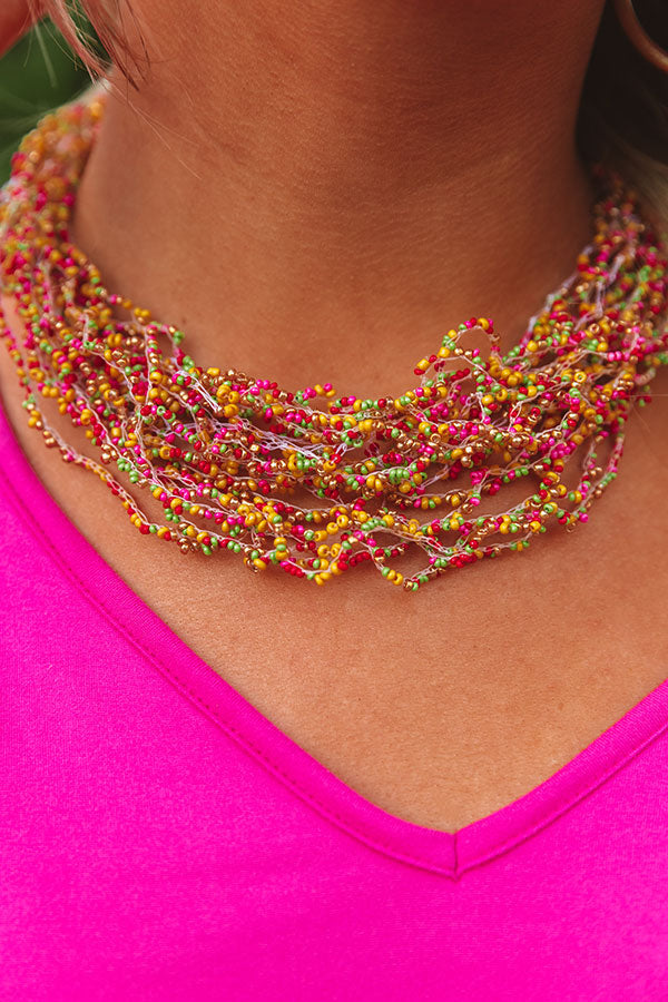 Sand And Sun Beaded Necklace in Pink Image - 3
