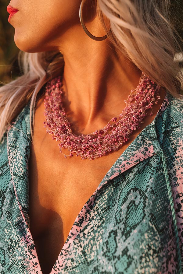 Sand And Sun Beaded Necklace in Orchid Image - 2