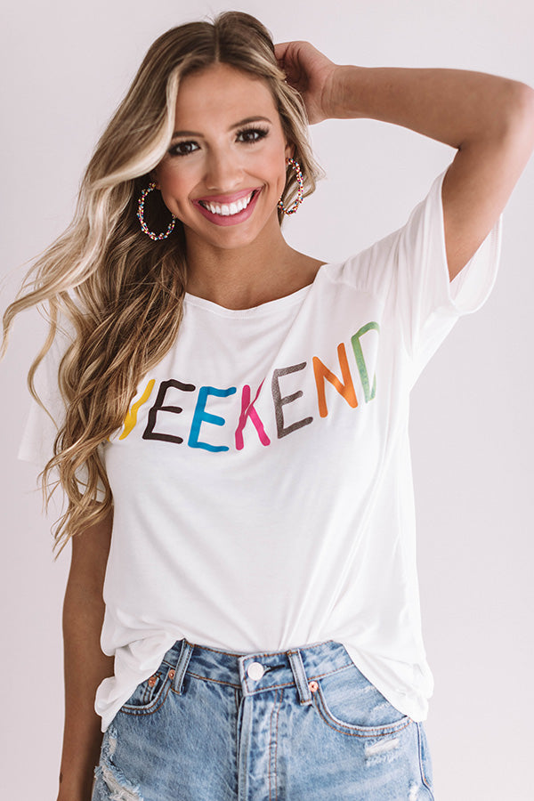 It's The Weekend Boyfriend Tee In White Image - 1